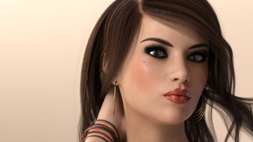 Картинка 3д+графика портрет+ portraits взгляд девушка фон