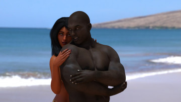 Картинка 3д+графика романтика+ romantics взгляд девушка парень фон