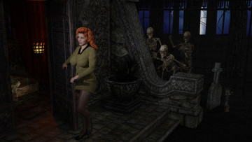 Картинка 3д+графика ужас+ horror взгляд фон девушка