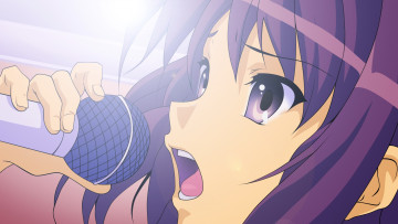 Картинка аниме the+melancholy+of+haruhi+suzumiya девушка взгляд фон