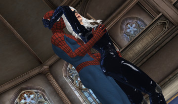 обоя 3д графика, фантазия , fantasy, взгляд, маска, фон, девушка, человек, паук