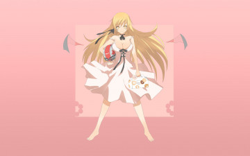 Картинка аниме bakemonogatari девушка взгляд фон