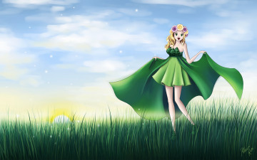 Картинка аниме unknown +другое фон взгляд девушка