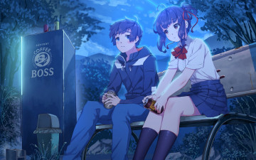 Картинка kimi+no+na+wa аниме девушки фон взгляд