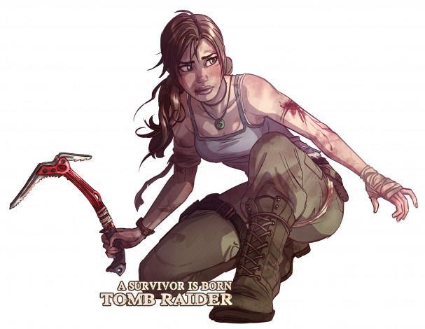 Обои картинки фото видео игры, tomb raider 2013, ледоруб, фон, девушка