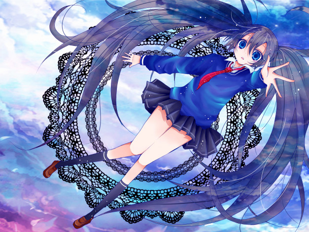 Обои картинки фото аниме, vocaloid, девушка, взгляд, фон