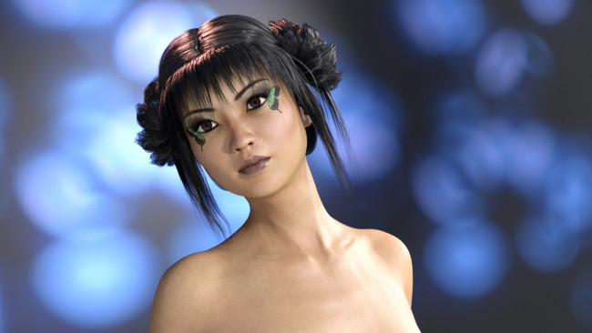 Обои картинки фото 3д графика, портрет , portraits, фон, девушка, взгляд