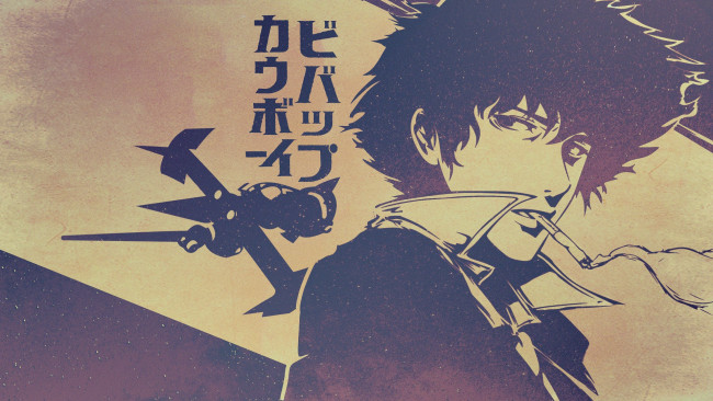Обои картинки фото аниме, cowboy bebop, spiegel, сигарета, spike, мужчина