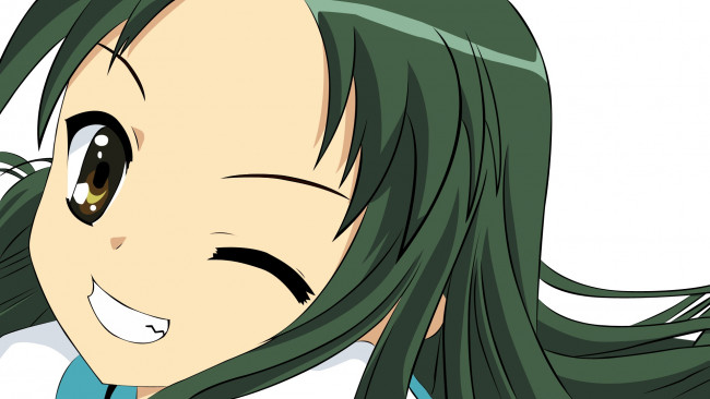 Обои картинки фото аниме, the melancholy of haruhi suzumiya, девушка, взгляд, фон