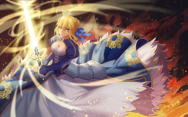 Обои картинки фото аниме, fate, stay night, saber