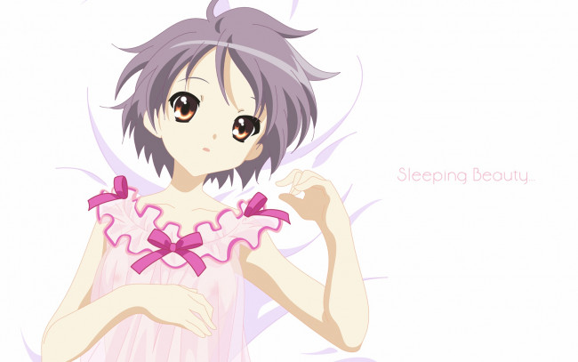 Обои картинки фото аниме, the melancholy of haruhi suzumiya, девушка, взгляд, фон