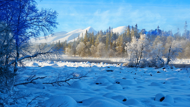 Обои картинки фото природа, зима, простор