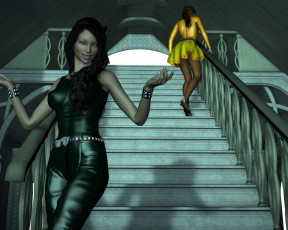 Картинка 3д+графика люди+ people девушки взгляд фон