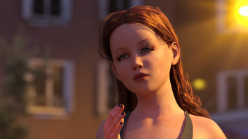 Картинка 3д+графика портрет+ portraits фон взгляд девочка