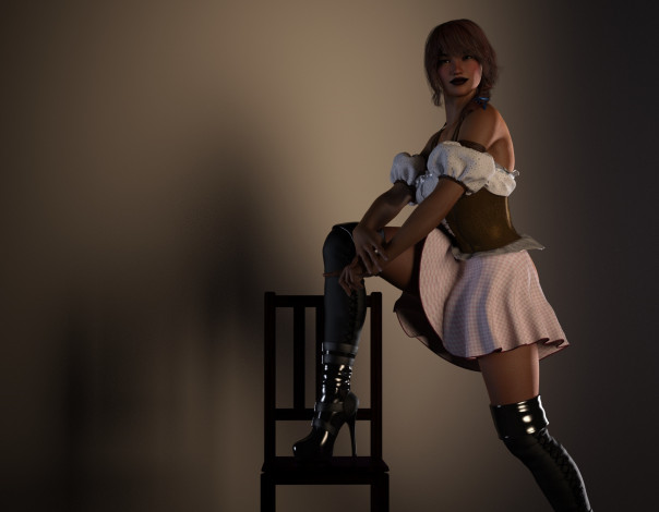 Обои картинки фото 3д графика, люди , people, взгляд, фон, девушка