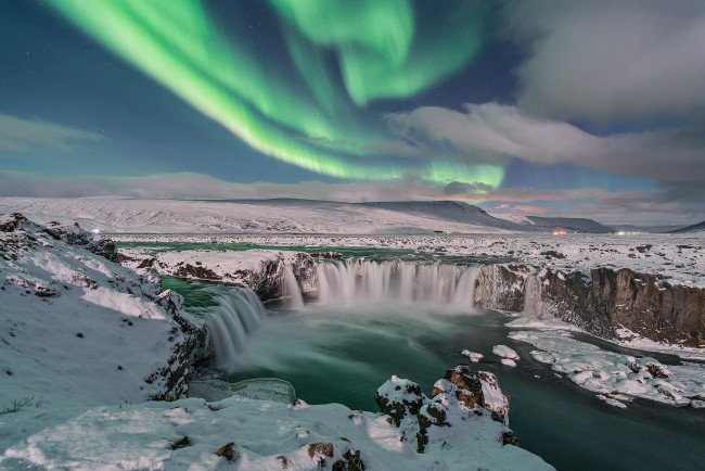 Обои картинки фото природа, северное сияние, простор