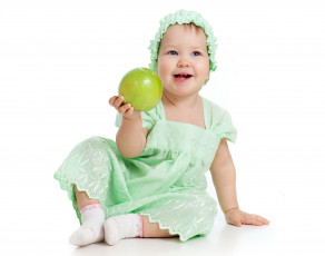 Картинка разное дети девочка яблоко