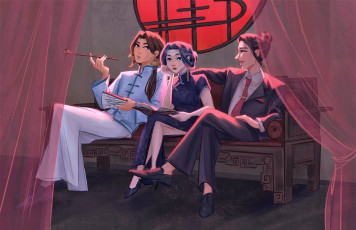 Картинка рисованное люди трубка книга диван