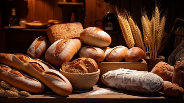 Картинка еда хлеб +выпечка колосья багеты булки