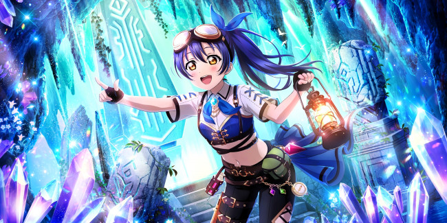 Обои картинки фото аниме, love live,  school idol project, девочка, фонарь, дворец