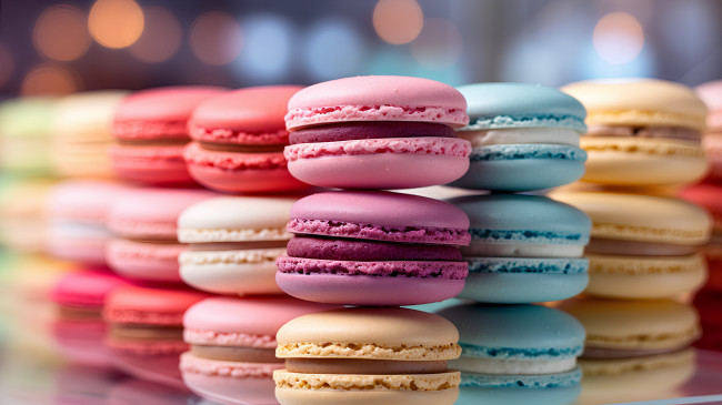 Обои картинки фото еда, макаруны, лакомство, печенье, ассорти