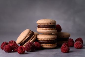 обоя еда, макаруны, лакомство, малина