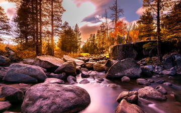 обоя природа, реки, озера, лес, деревья, камни, ручей, осень