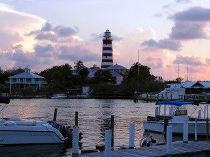 Картинка sunset at lighthouse in hope town города