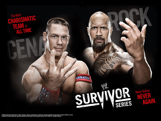 Обои картинки фото survivor, series, спорт, wwe, john, cena, dwayne, johnson, the, rock