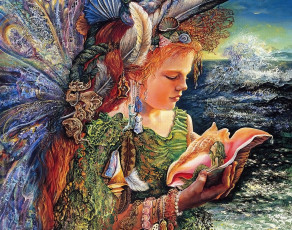 обоя фэнтези, josephine, wall, морская, фея, ракушка