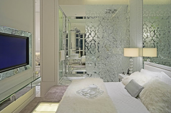 Картинка интерьер спальня подушки кровать