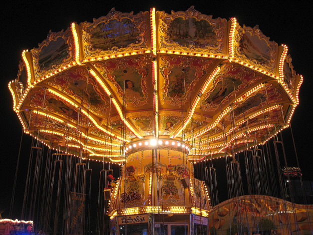 Обои картинки фото разное, карусели, качели, аттракционы, карусель, иллюминация