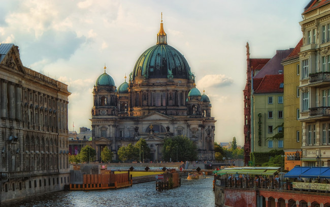 Обои картинки фото берлин, города, германия, дома, набережная, река
