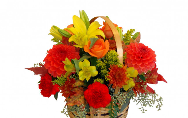 Обои картинки фото цветы, букеты, композиции, букет, розы, гвоздики, георгины