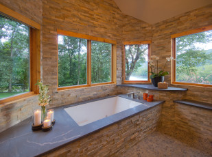 Картинка интерьер ванная+и+туалетная+комнаты ванна цветы