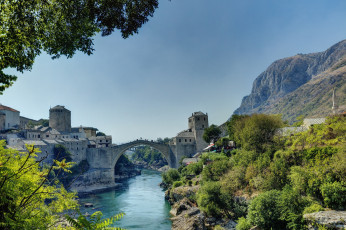 Картинка города мостар+ босния+и+герцеговина река мост