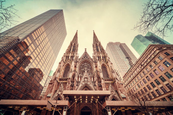 Картинка города нью-йорк+ сша собор высотки