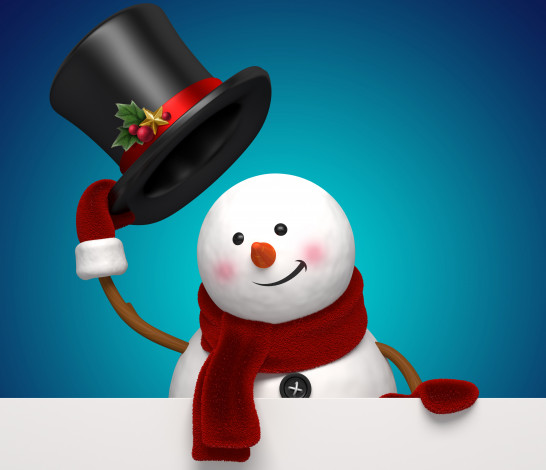 Обои картинки фото рисованные, праздники, снеговик