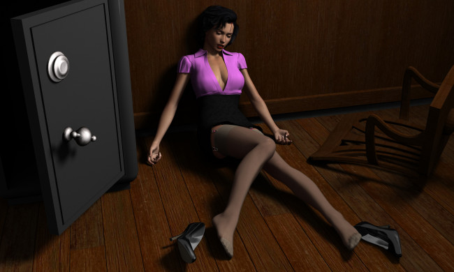 Обои картинки фото 3д графика, fantasy , фантазия, девушка, сейф