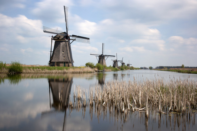 Обои картинки фото разное, мельницы, река