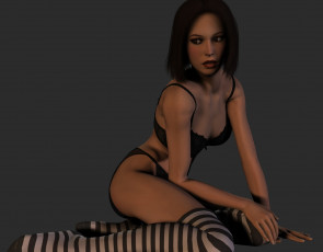 Картинка 3д+графика люди+ people чулки фон взгляд девушка