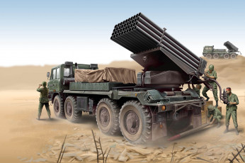 Картинка рисованное армия боевая машина реактивной артиллерии пустыня