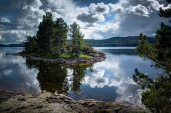 Картинка природа реки озера река лес островок