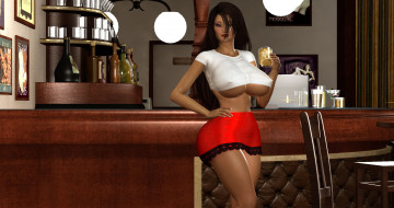 Картинка 3д+графика люди+ people напитки фон взгляд девушка