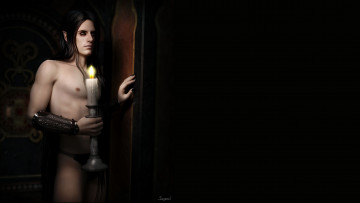 Картинка 3д+графика эльфы+ elves эльф свеча мрак комната парень