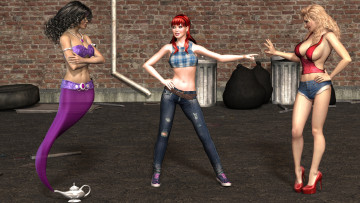 Картинка 3д+графика фантазия+ fantasy джин фон взгляд девушки