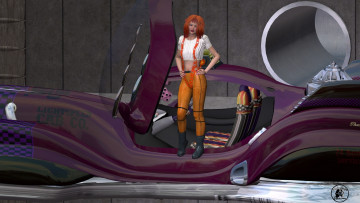 Картинка 3д+графика люди+ people автомобиль рыжая фон взгляд девушка