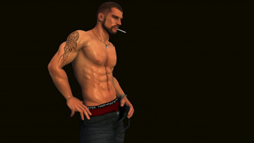 Картинка 3д+графика люди+ people сигарета парень фон чёрный