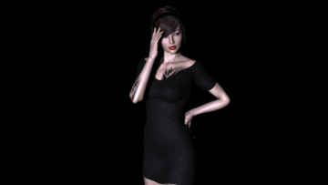 Картинка danika 3д+графика люди+ people девушка взгляд фон тату прическа