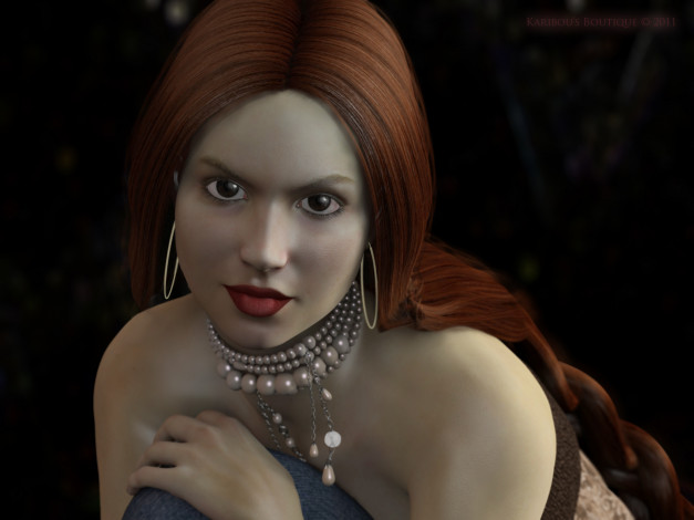 Обои картинки фото 3д графика, портрет , portraits, взгляд, девушка, фон, рыжая